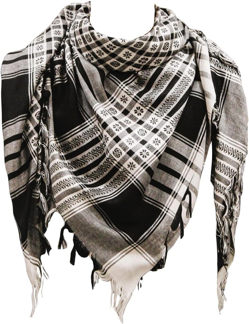 SHOPUKASA Cotton Shemagh Tactical Military Scarf Palestine Scarf Keffiyeh Head Neck Wrap gifts for Men & Women + Paper Bag - Image 1